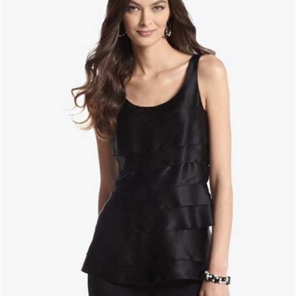 White House Black Market Silk Tiered Shell Top - Picture 3 of 3